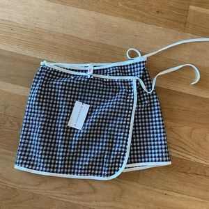 Solid & Striped Black Gingham Wrap Skirt NWT